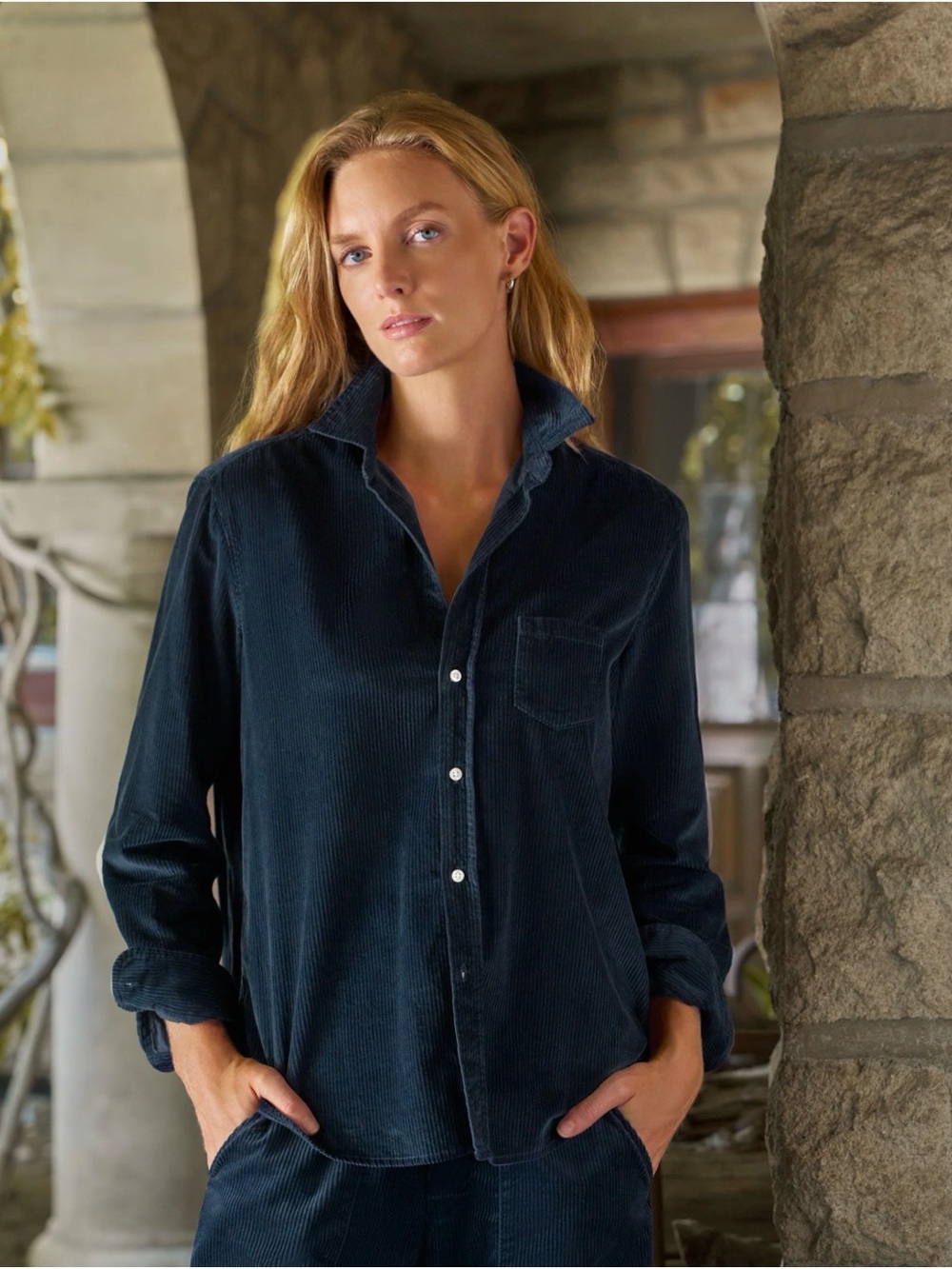 Frank & Eileen Eileen Relaxed Button-Down in Classic Navy Corduroy NWT